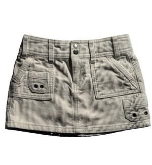 Old Navy Girls Size 6-7 Corduroy Cargo Mini Skirt Cream Adjustable Waist
